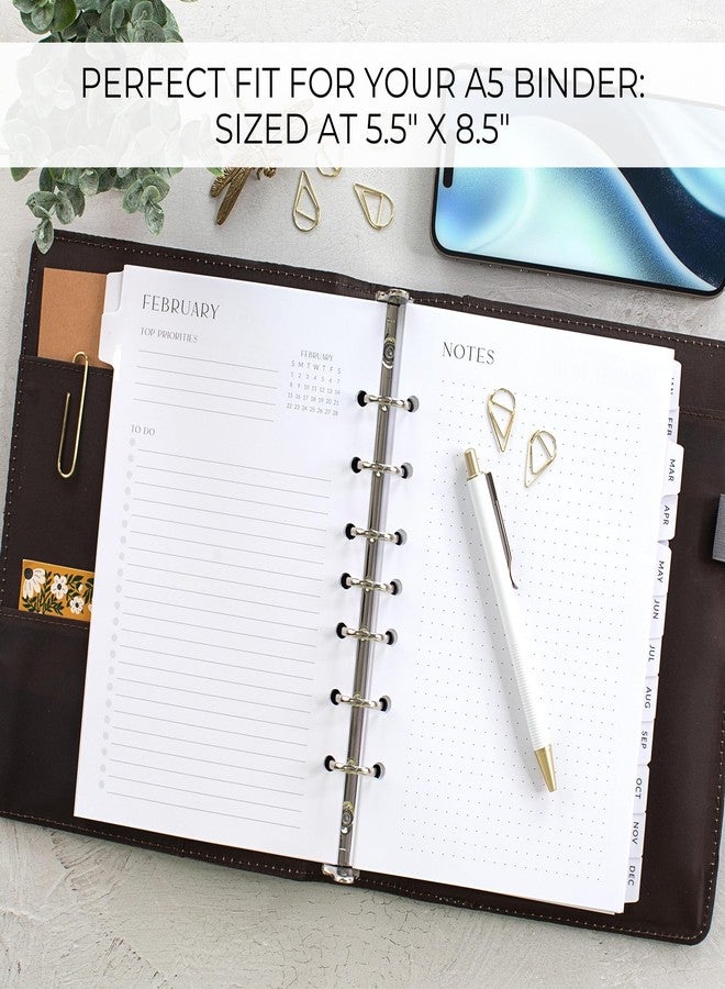 ZICOTO Minimalistic A5 Monthly Planner Inserts - 7-Hole Punched 2025-2026 Planner Refills for A5 Ring Binder - Binder Inserts With Cover and Tabs from December 2025 until December 2027 - Image 3