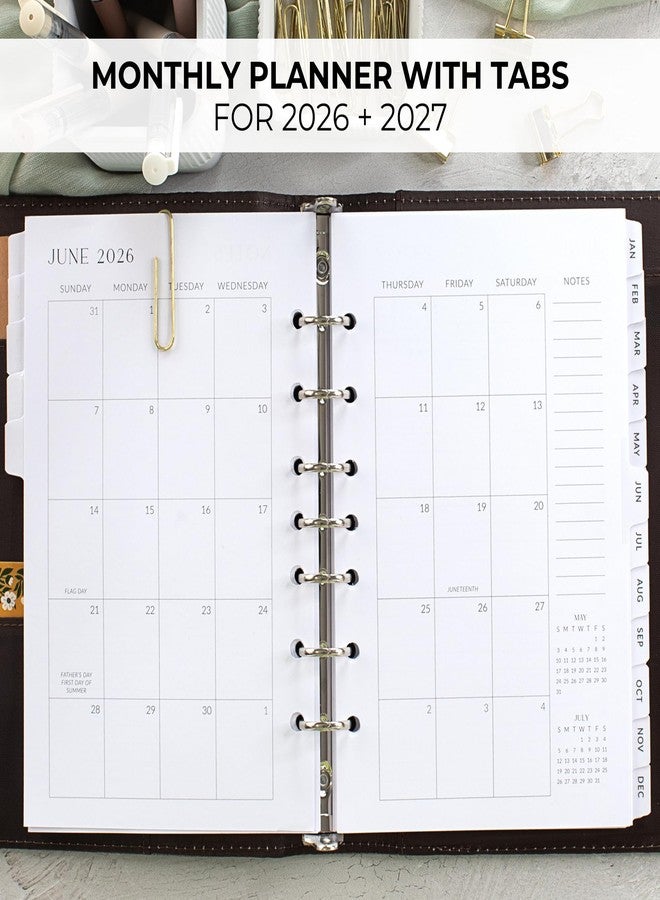 ZICOTO Minimalistic A5 Monthly Planner Inserts - 7-Hole Punched 2025-2026 Planner Refills for A5 Ring Binder - Binder Inserts With Cover and Tabs from December 2025 until December 2027 - Image 2