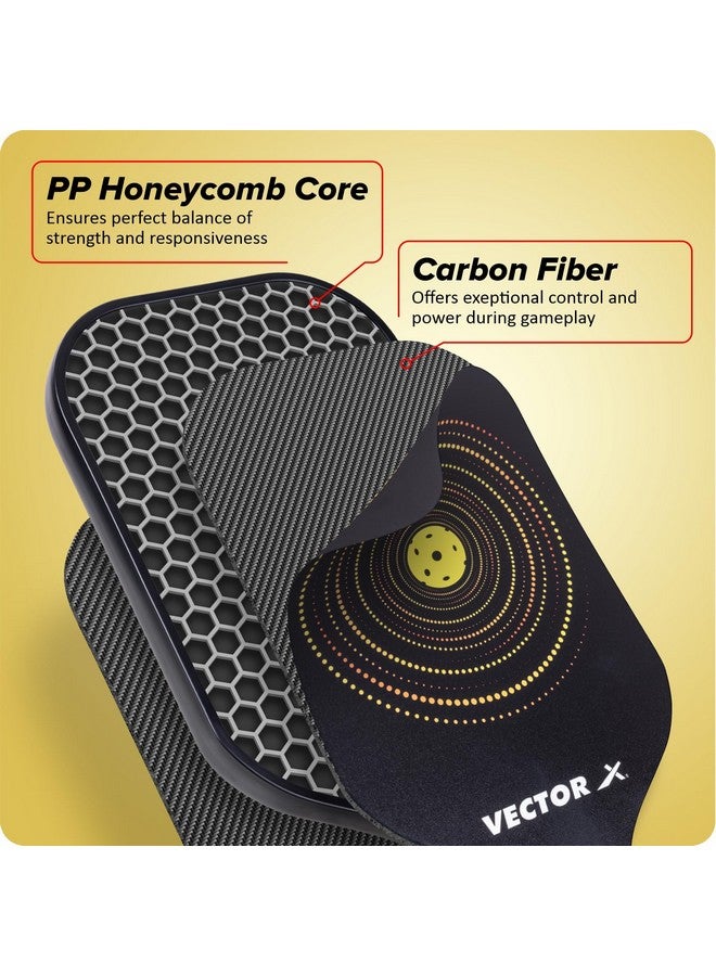 Vector X Pickle Bat, Lightweight Carbon Fiber Material, Face Honeycomb Composite Core Paddle Low Edge Guard, Durable, Lightweight Pickleball Racket Black Color (Pack of 1) - Image 2