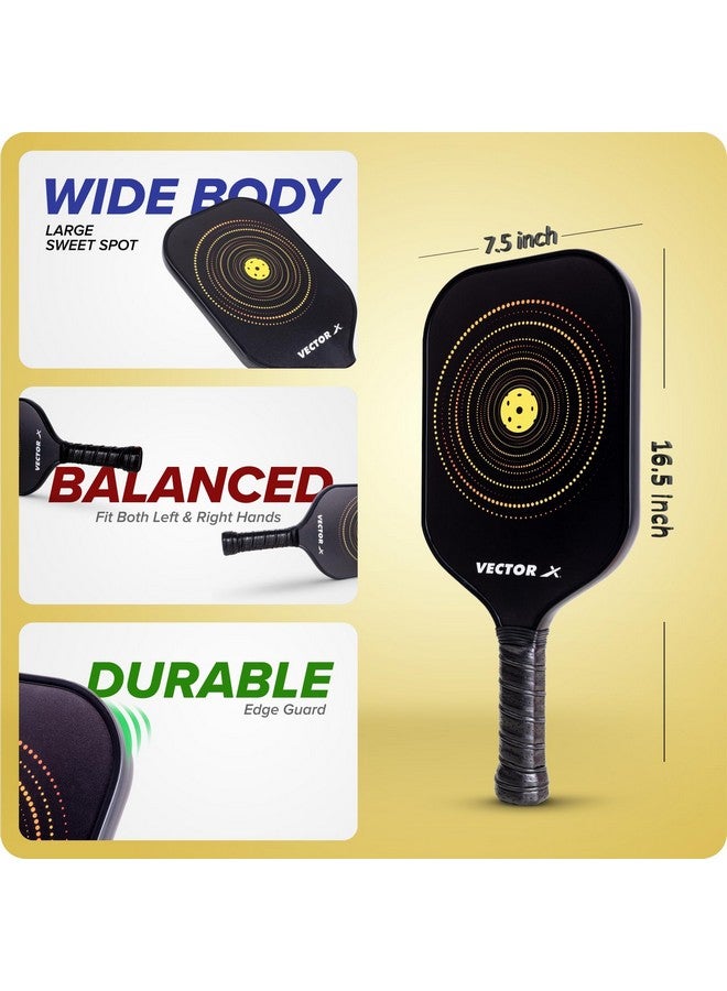 Vector X Pickle Bat, Lightweight Carbon Fiber Material, Face Honeycomb Composite Core Paddle Low Edge Guard, Durable, Lightweight Pickleball Racket Black Color (Pack of 1) - Image 5