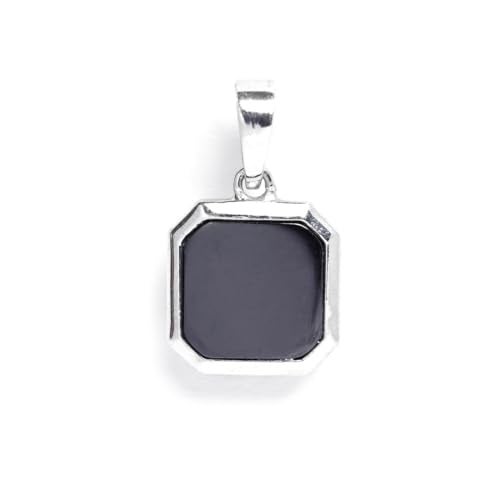 Clara Pure 925 Sterling Silver Black Onyx Men Pendant Without chain | Gift for Men & Boys |Platinum Plated, Swiss Zircon - Image 1