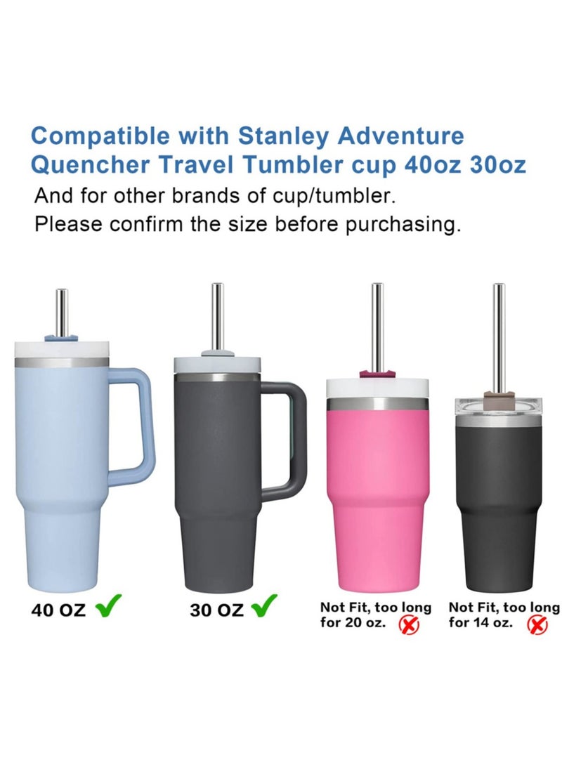 ريما قشة بديلة من الفولاذ المقاوم للصدأ لكوب كوب ستانلي 40 أونصة 30 أونصة من ستانلي كوب كوب السفر، 6 عبوات قش قابل لإعادة الاستخدام مع فرشاة تنظيف متوافقة مع ملحقات كوب ستانلي - Image 2