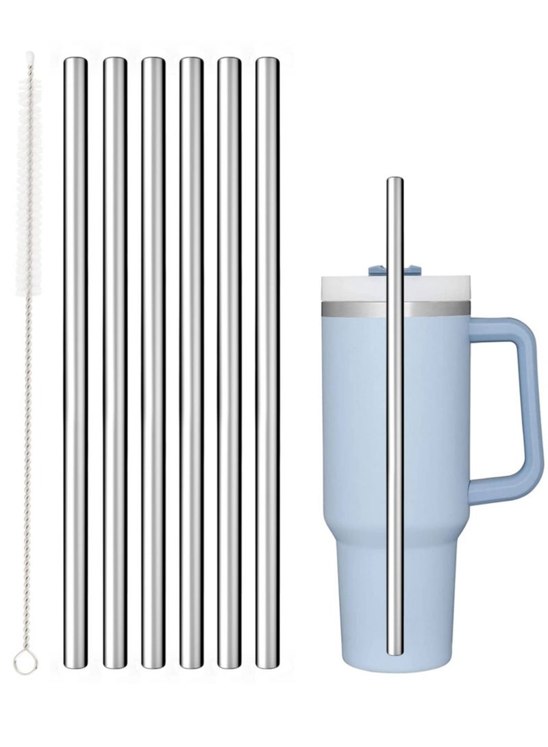 ريما قشة بديلة من الفولاذ المقاوم للصدأ لكوب كوب ستانلي 40 أونصة 30 أونصة من ستانلي كوب كوب السفر، 6 عبوات قش قابل لإعادة الاستخدام مع فرشاة تنظيف متوافقة مع ملحقات كوب ستانلي - Image 1