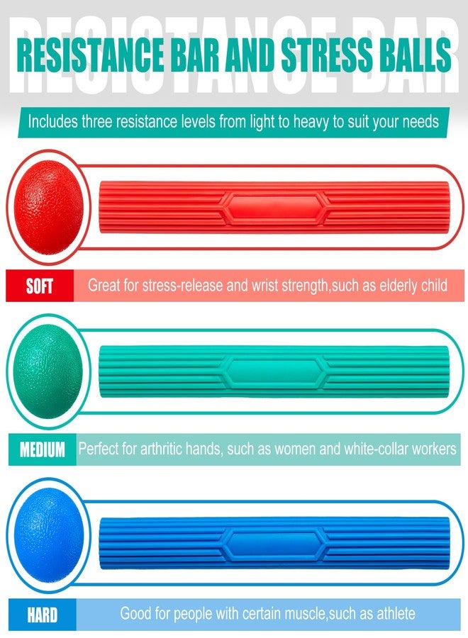 Silipull 3 Pcs Twist Hand Exerciser Bars With 3 Hand Exercise Balls Fitness Resistance Bars for Physical Therapy Flexible Elbow Stress Balls Relieve Tendonitis Pain and Improve Grip Strength - Image 3