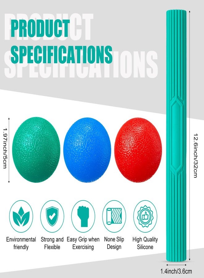 Silipull 3 Pcs Twist Hand Exerciser Bars With 3 Hand Exercise Balls Fitness Resistance Bars for Physical Therapy Flexible Elbow Stress Balls Relieve Tendonitis Pain and Improve Grip Strength - Image 2