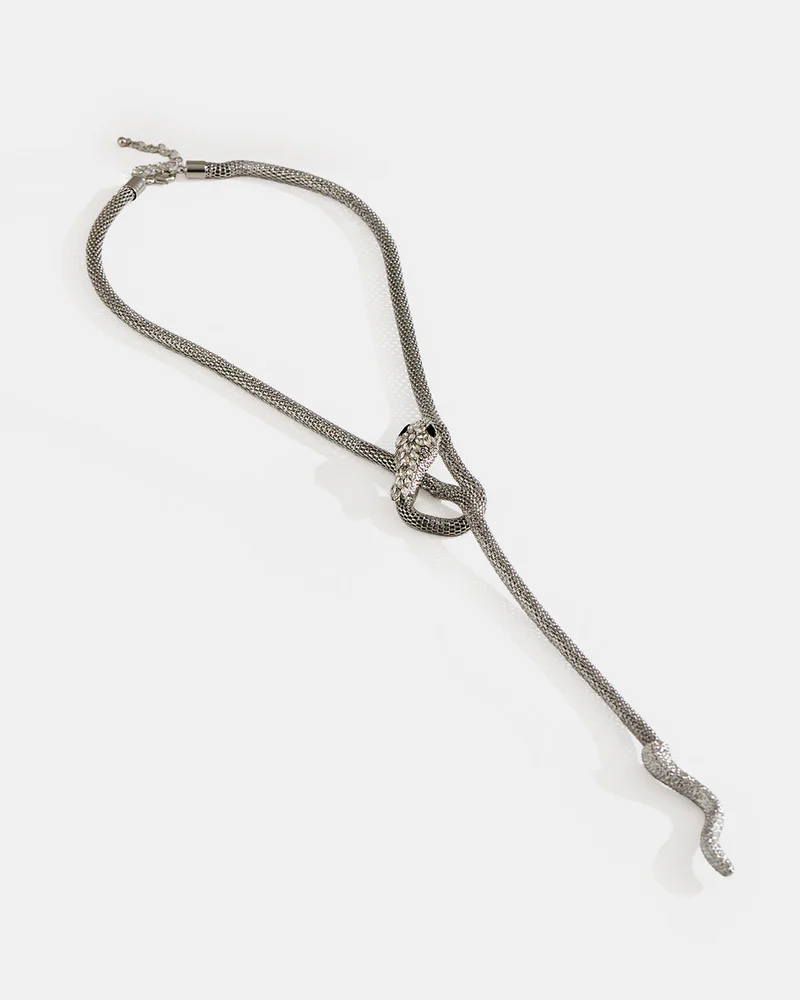 REDTAG Women Silver Snake Necklace And Bracelet Set