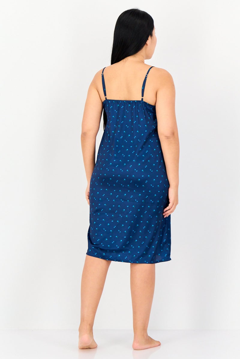 zivame Women V Neck Floral Print Sleeveless Sleepwear Dress, Multicolor - Image 3