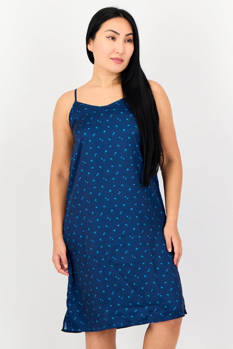 zivame Women V Neck Floral Print Sleeveless Sleepwear Dress, Multicolor - Image 1