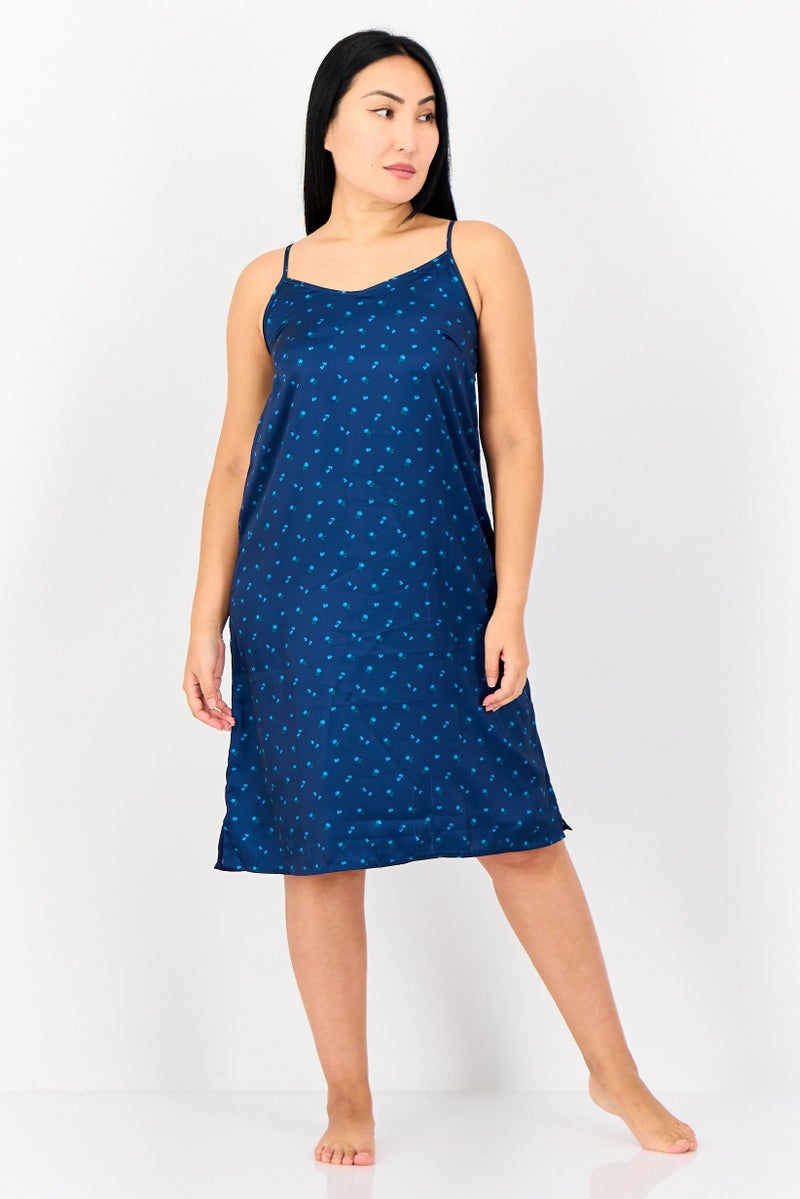 zivame Women V Neck Floral Print Sleeveless Sleepwear Dress, Multicolor - Image 4