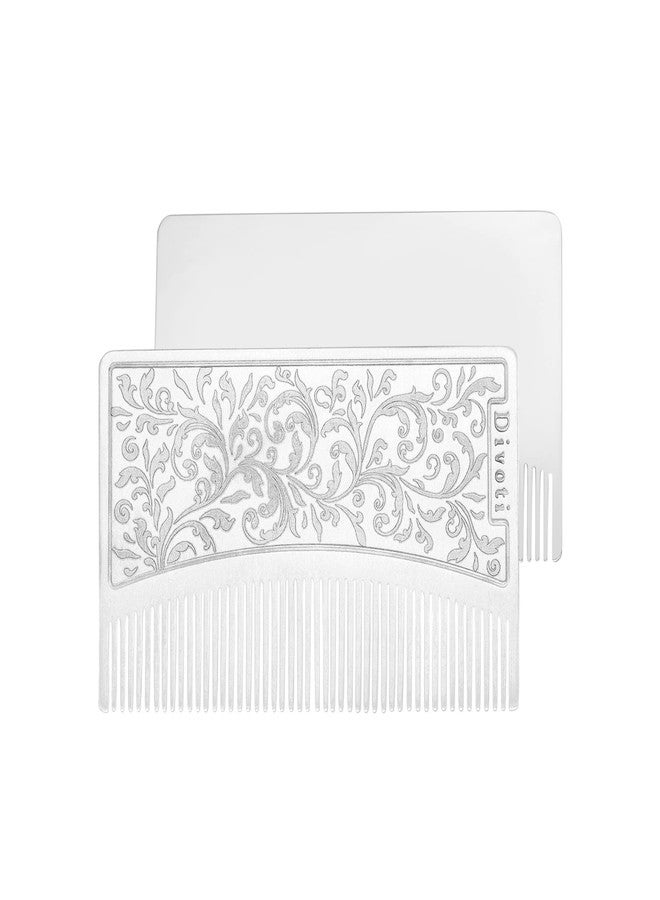 Divoti Surgical Stainless Steel Credit Card Size Wallet Comb Perfect for Wallet & Pocket – Compact & Durable Hair & Beard – EDC Comb - Filigree - Image 1