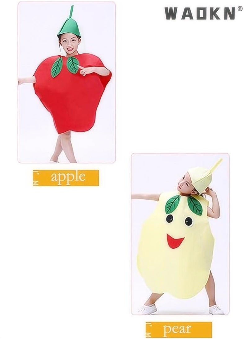 WAOKN Children's Apple Clothing, Kids Fruits Vegetables, Nature Costumes Suits And Hat Fancy Dress Party Boys And Girls Fruits Costume Suit with Hat  Kids Cosplay Costume Makeup  - Image 5