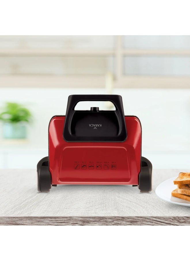 Karaca Future Plus Bio Diamond Antibacterial Red Grill And Toaster 153.03.06.6205  - Image 1