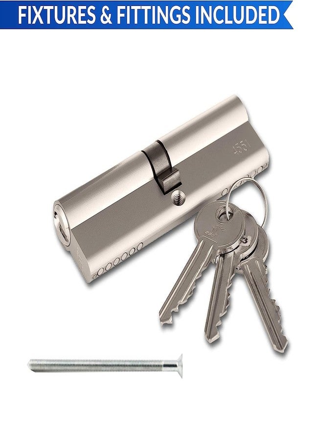 Crust Premium Brass Made Mortise Cylinder Lock 70 mm with 3 Keys (Both Side Key) - Image 2