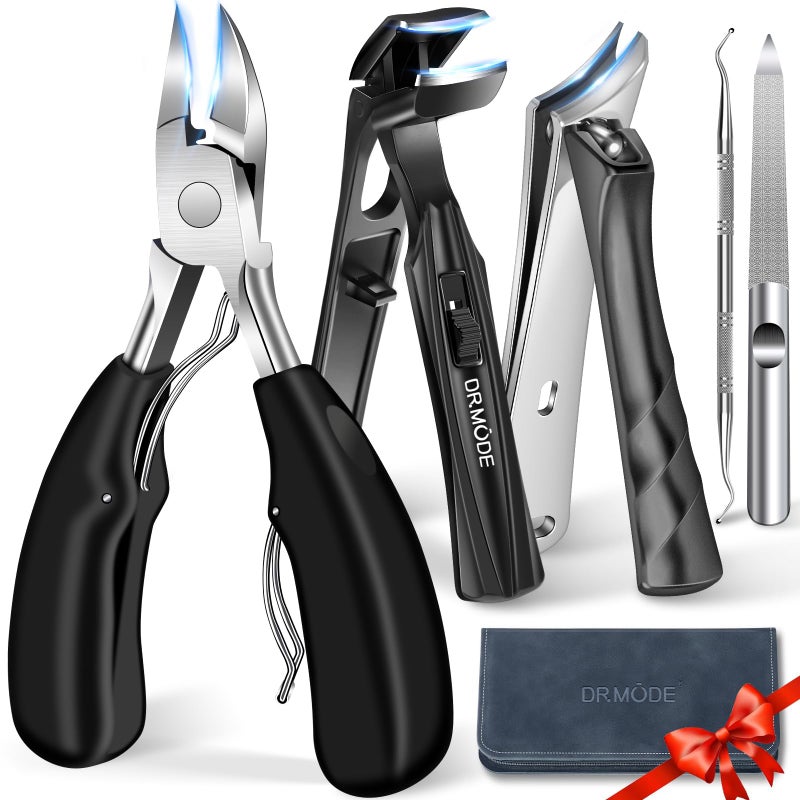 DRMODE 2026 Toenail Clippers for Thick Toenails for Seniors, Angled Head Large Toe Nail Clippers Set for Men, Heavy Duty Ingrown Toenail Clippers with Long Handle, Ultra Sharp Slanted Nail Cutter Wide Jaw - Image 1