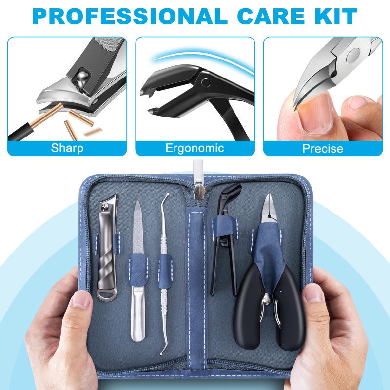 DRMODE 2026 Toenail Clippers for Thick Toenails for Seniors, Angled Head Large Toe Nail Clippers Set for Men, Heavy Duty Ingrown Toenail Clippers with Long Handle, Ultra Sharp Slanted Nail Cutter Wide Jaw - Image 2