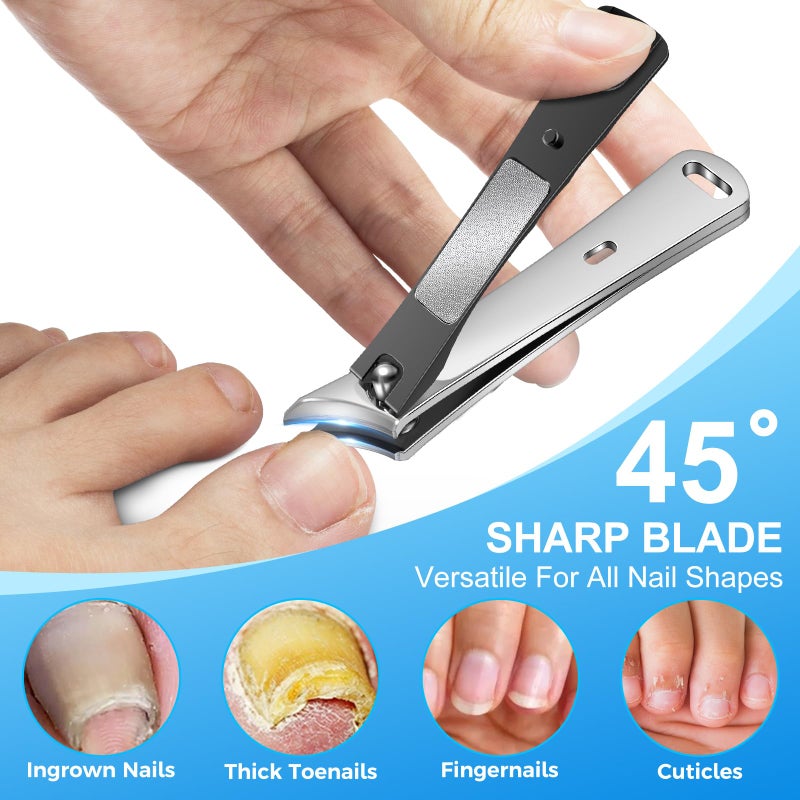 DRMODE 2026 Toenail Clippers for Thick Toenails for Seniors, Angled Head Large Toe Nail Clippers Set for Men, Heavy Duty Ingrown Toenail Clippers with Long Handle, Ultra Sharp Slanted Nail Cutter Wide Jaw - Image 5