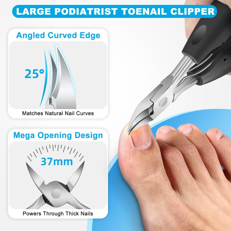 DRMODE 2026 Toenail Clippers for Thick Toenails for Seniors, Angled Head Large Toe Nail Clippers Set for Men, Heavy Duty Ingrown Toenail Clippers with Long Handle, Ultra Sharp Slanted Nail Cutter Wide Jaw - Image 4