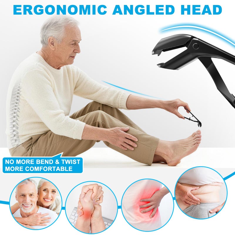 DRMODE 2026 Toenail Clippers for Thick Toenails for Seniors, Angled Head Large Toe Nail Clippers Set for Men, Heavy Duty Ingrown Toenail Clippers with Long Handle, Ultra Sharp Slanted Nail Cutter Wide Jaw - Image 3