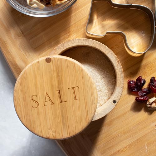 Totally Bamboo Salt Box,"Salt", Etched 100% Bamboo Container w/Magnetic Lid for Secure Strong Storage Spices, Herbs, Seasoning & More! - Image 2