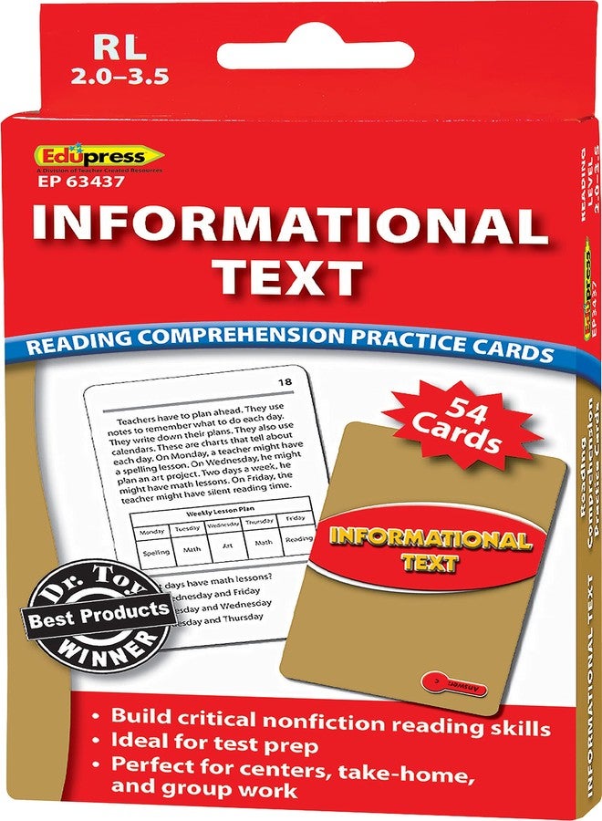 Edupress Reading Comprehension Practice Cards, Informational Text, Red Level (EP63437) Medium - Image 4