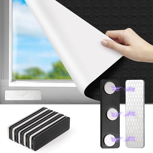 PEUTIER 12 Pairs Magnetic Curtain Closure, Blackout Blind Accessory for Window Blinds Curtain Closure with Adhesive Curtain Magnets Clips for Blackout Curtains - Image 4