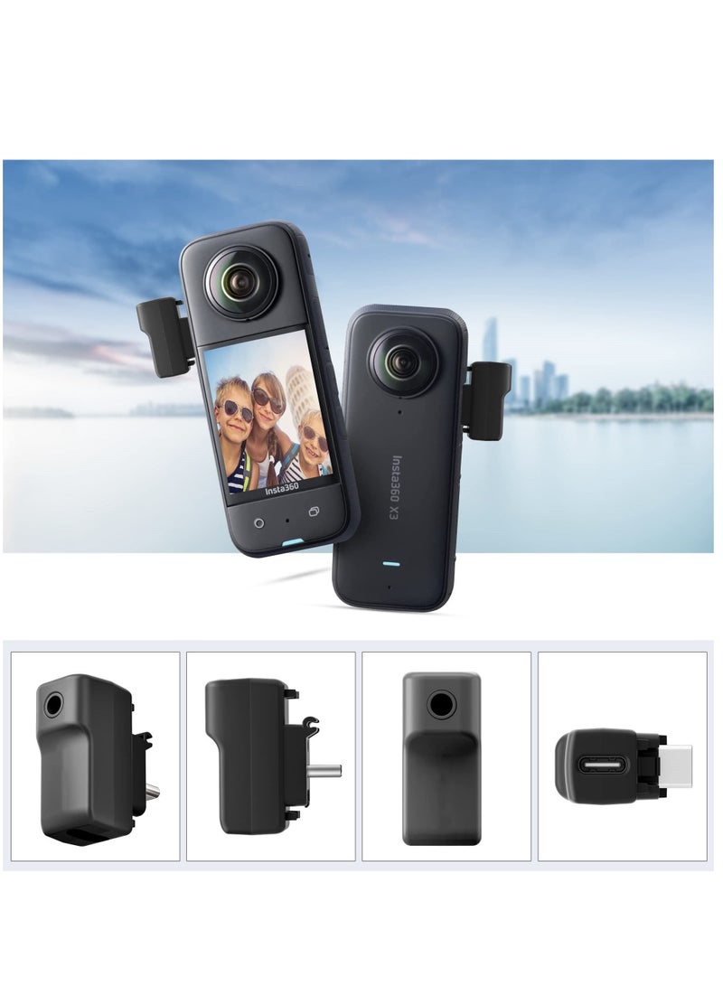 مناسبة ل insta360 X3 كاميرا مع محول الميكروفون الخارجية من نوع جيم و 3.5mm منفذ الصوت دعم insta360 X3 التبعي لشحن وتسجيل - Image 3