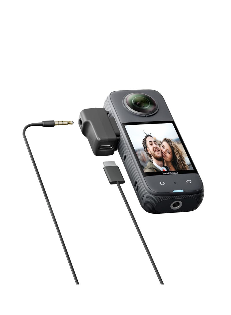 مناسبة ل insta360 X3 كاميرا مع محول الميكروفون الخارجية من نوع جيم و 3.5mm منفذ الصوت دعم insta360 X3 التبعي لشحن وتسجيل - Image 2