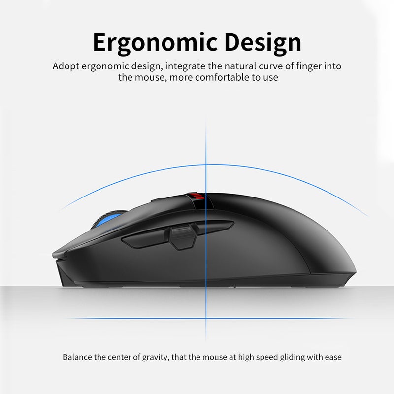 آجاز ماوس i305Pro بوضع ثنائي سلكي Type-C ولاسلكي بتردد 2.4 جيجا أسود - Image 3