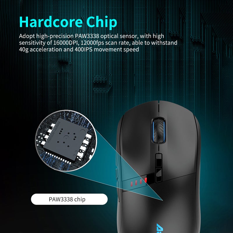 آجاز ماوس i305Pro بوضع ثنائي سلكي Type-C ولاسلكي بتردد 2.4 جيجا أسود - Image 4