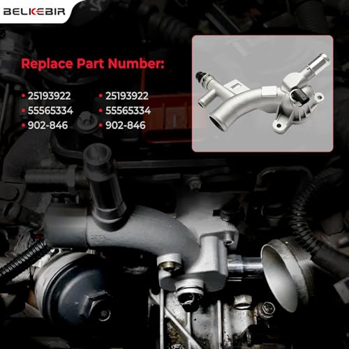 BELKEBIR Aluminum Engine Coolant Housing Water Outlet Compatible with 2011-2016 Chevy Cruze, 2012-2020 Chevy Sonic, 2015-2020 Chevy Trax, 2013-2019 Buick Encore 1.4L Replaces 25193922 902-846 55565334 15-11105 - Image 3