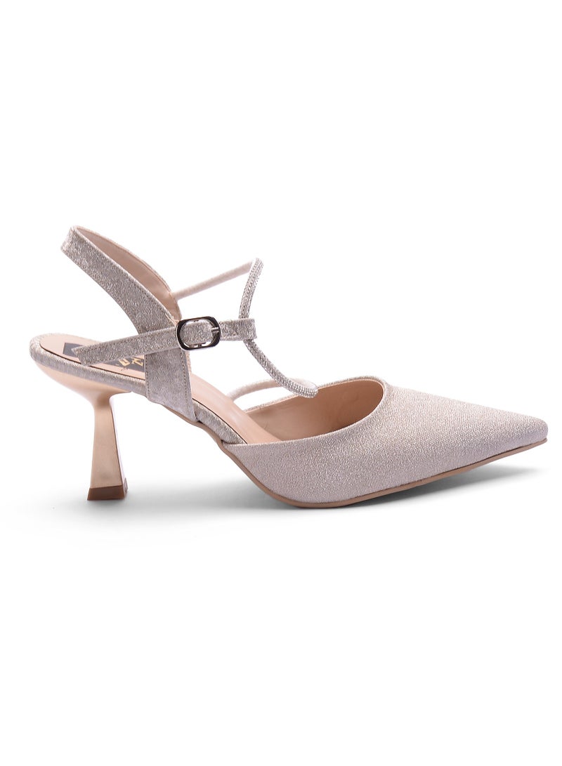 Vbranda Elegant Hills with a pointed cut, shiny details and a flattering belt, perfect for high-end occasions. R-705-GOLD - Image 2