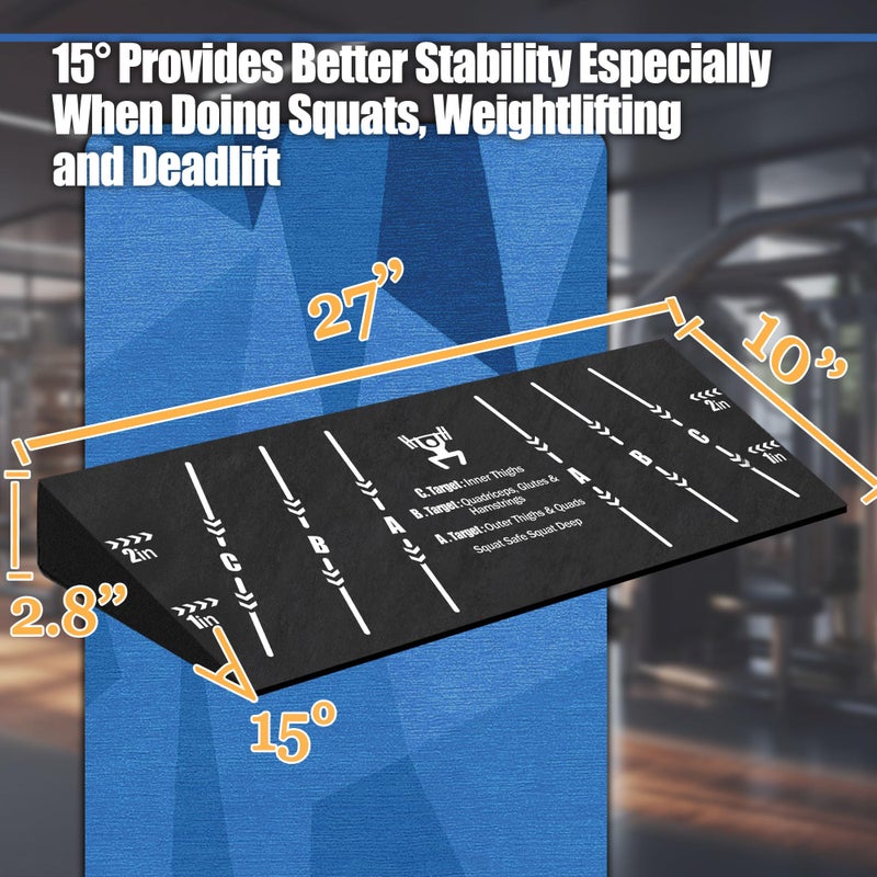 Folaps Squat Wedge Block One Piece: Heel Elevated Slant Board for Squats Weightliting Home Gym Squat Wedge - Image 3