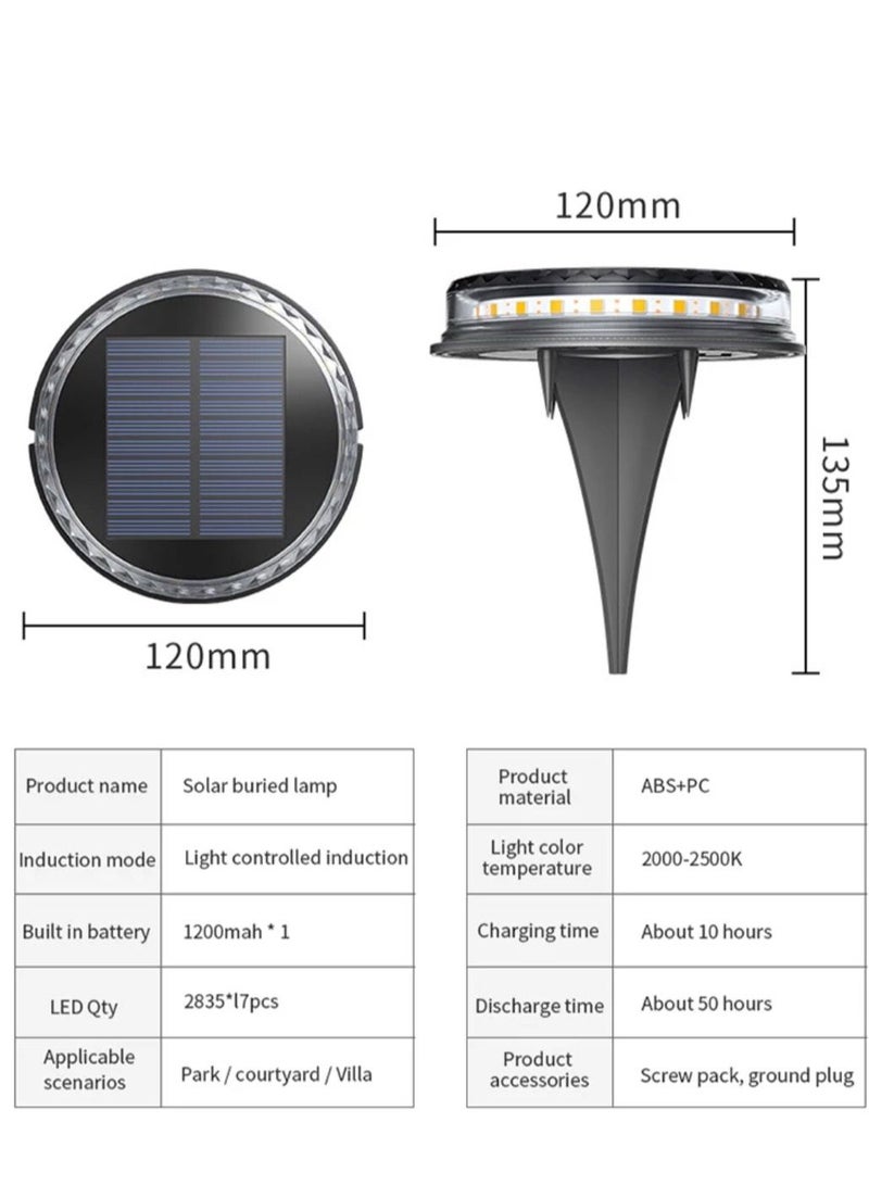 BLUE CORAL Solar Powered Disk Lights (4 Pack) 17LED Solar Pathway Lights Outdoor Waterproof Garden Landscape Lighting for Yard Deck Patio (Warm)  - Image 2