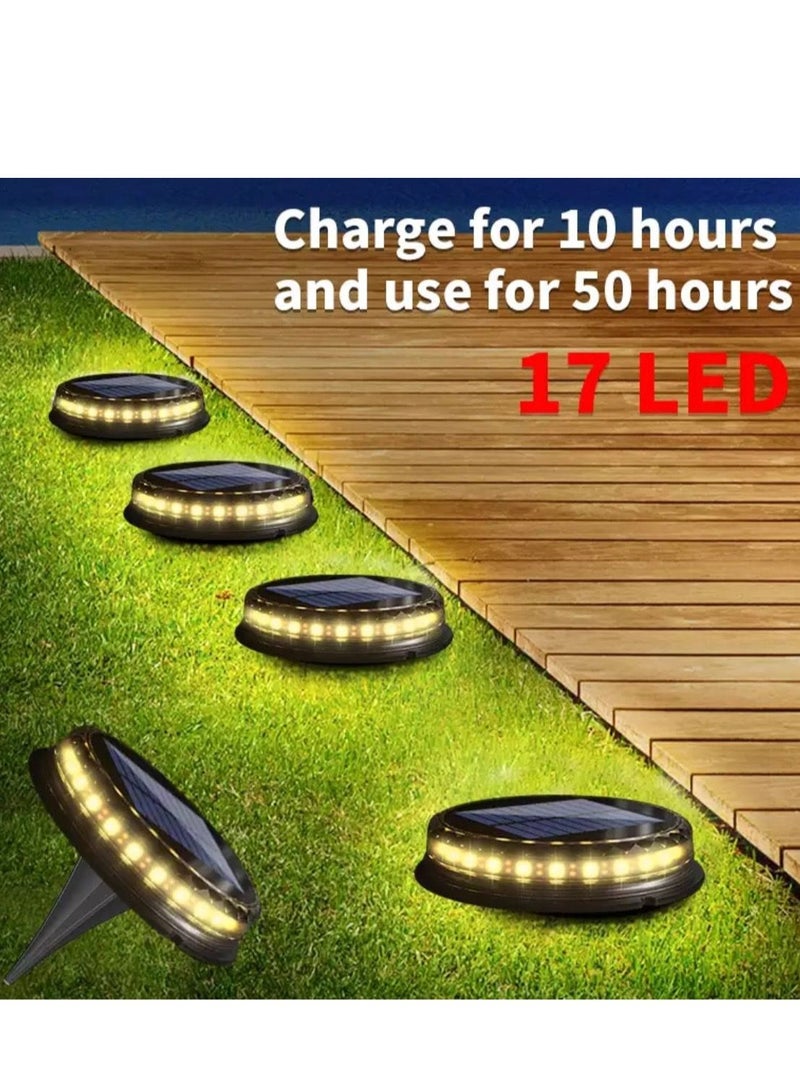 BLUE CORAL Solar Powered Disk Lights (4 Pack) 17LED Solar Pathway Lights Outdoor Waterproof Garden Landscape Lighting for Yard Deck Patio (Warm)  - Image 5
