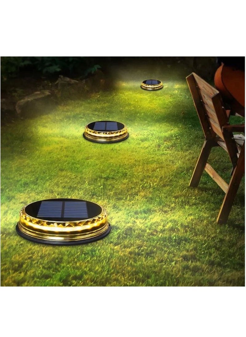 BLUE CORAL Solar Powered Disk Lights (4 Pack) 17LED Solar Pathway Lights Outdoor Waterproof Garden Landscape Lighting for Yard Deck Patio (Warm)  - Image 1