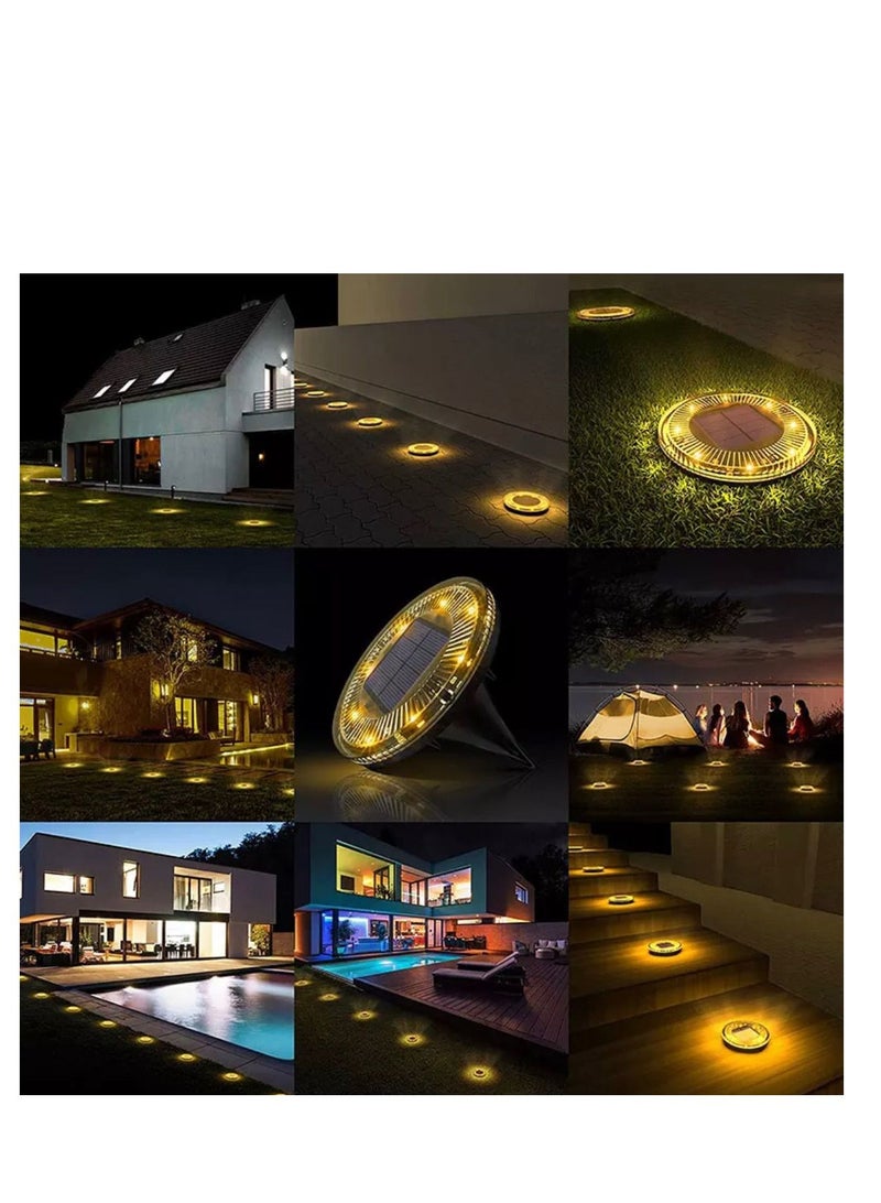 BLUE CORAL Solar Powered Disk Lights (4 Pack) 17LED Solar Pathway Lights Outdoor Waterproof Garden Landscape Lighting for Yard Deck Patio (Warm)  - Image 3
