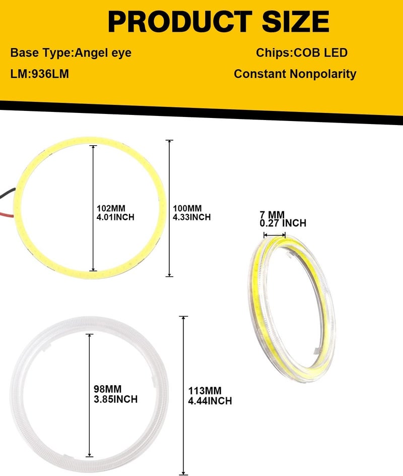 Qasim 110MM COB LED Halo Ring Angel Eyes Headlight - Image 2