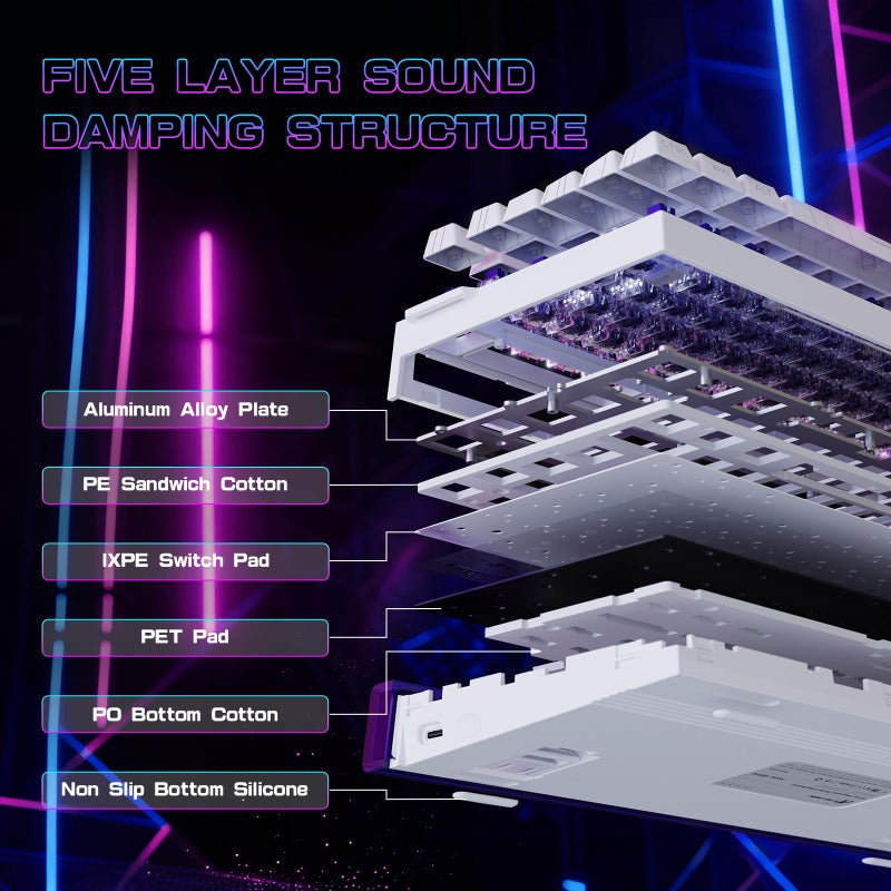 ATTACK SHARK R85 HE Rapid Trigger Keyboard Magnetic Switch with Custom Lightbox, 75% Wired Mechanical Keyboard, 8KHz Polling Rate, 0.005mm RT Accuracy, Support RT/Snap Tap/DKS/MT/TGL (White Contour) - Image 4