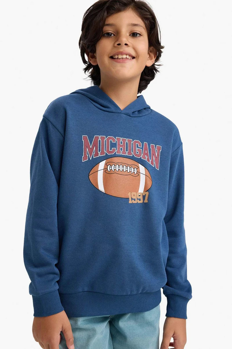 ديفاكتو Boy Printed Soft Fleece Lining Hoodie