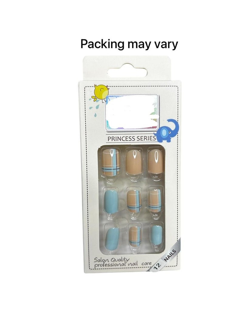 Generic 12 Pack Kids False Nails - Unique Design Double-Sided Adhesive 