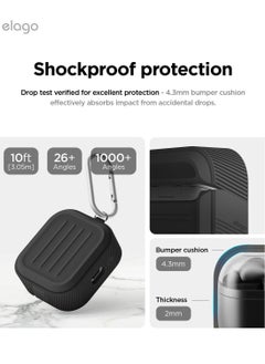 Elago Armor Hang for Samsung Galaxy Buds3 and Galaxy Buds 3 Pro Case Cover with Carabiner - Black  - Image 3