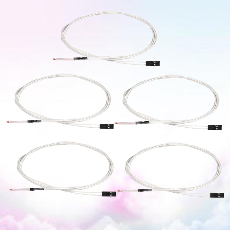 5pcs White 3950 Single-ended Glass Sealed Thermistor Temperature Sensor 1% Resistant To 300 Degrees for 3D printer - Image 1