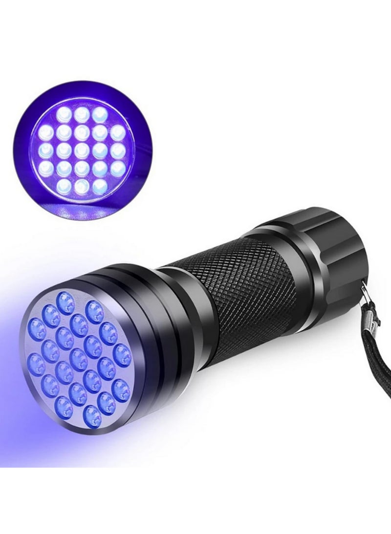 21 LED UV Flashlight Glue Curing Flashlamp Ultraviolet Ink Dryer Money Fluorescer Detector UV Oil Curing Purple Light Torch for Resin Crafts Nail Polish Curing and Currency Verification - Image 1