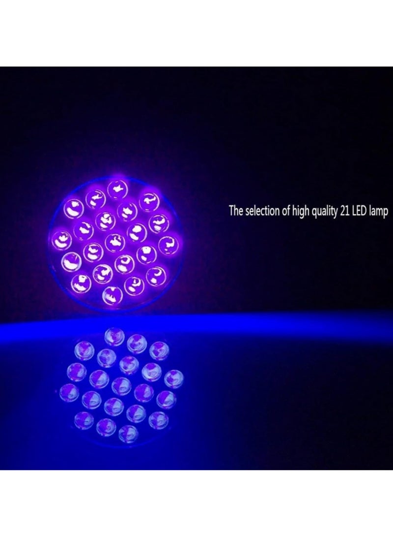 21 LED UV Flashlight Glue Curing Flashlamp Ultraviolet Ink Dryer Money Fluorescer Detector UV Oil Curing Purple Light Torch for Resin Crafts Nail Polish Curing and Currency Verification - Image 3