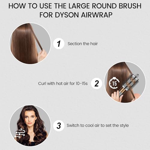 PUREGUST Upgraded Large Round Brush Attachment for Dyson Air wrap Jumbo Bigger Oval Round Volumizing Brush for Dyson Airwrap Accessories, Gray - Image 5