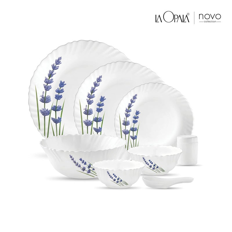 Laopala La Opala Novo Collection Opal Glass Dinner Set 35 pcs English Lavender White - Image 2