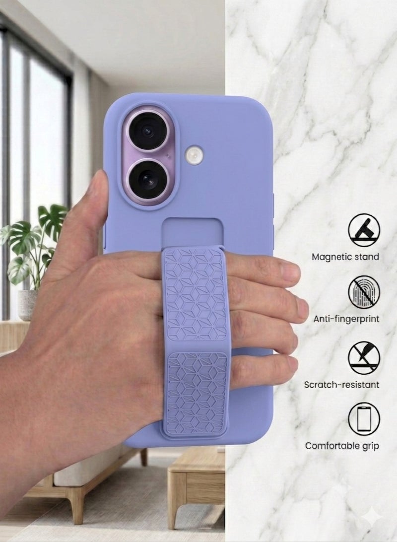 iPhone 17 Silicone Case with Design Grip Strap & Kickstand Soft Cover For iPhone 17 Vertical & Horizontal Stand Full Camera Protection Case For iPhone 17 6.3-inch - Image 3
