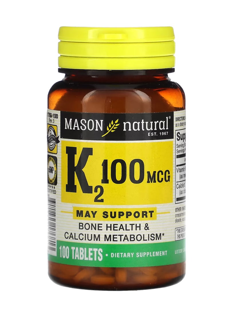 Mason Natural Vitamin K2, 100 mcg, 100 Tablets
