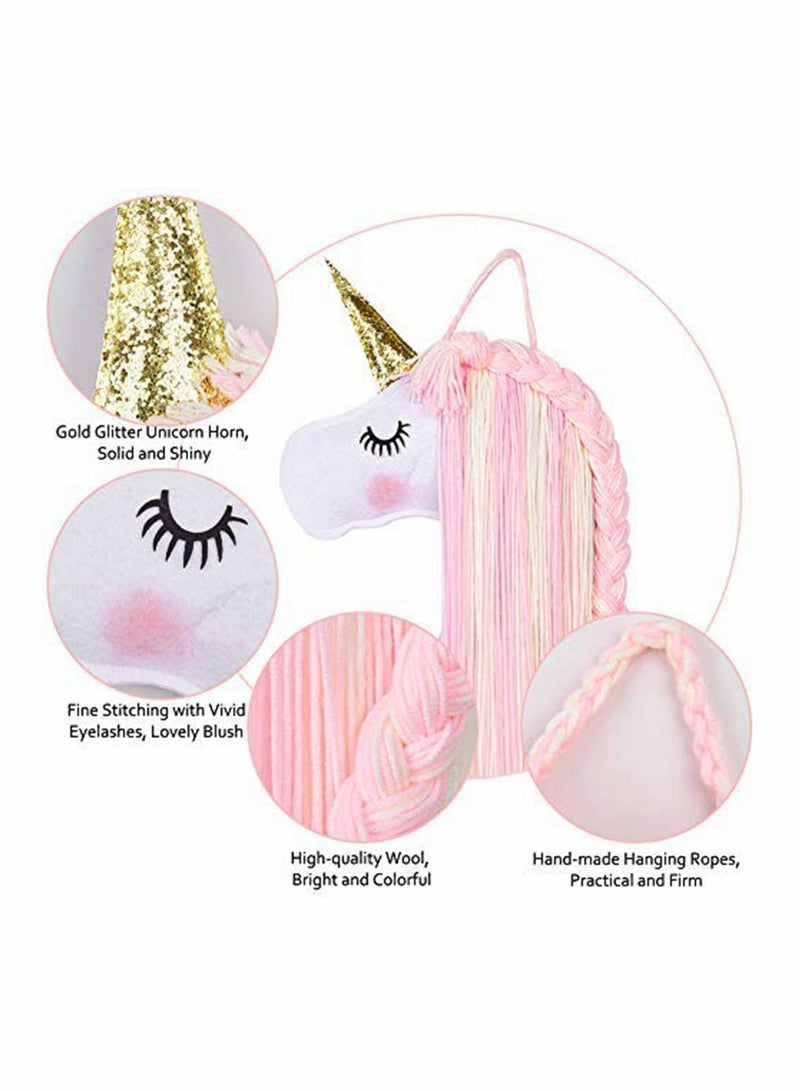 KASTWAVE Hair Clips Holder, Yarn Tassels Hair Bows Storage, Face Headband Organizer, Theme Party Decorations, Wall Hanging Home Decor for Girls Room, Unicorn Shy Face Design - Image 5