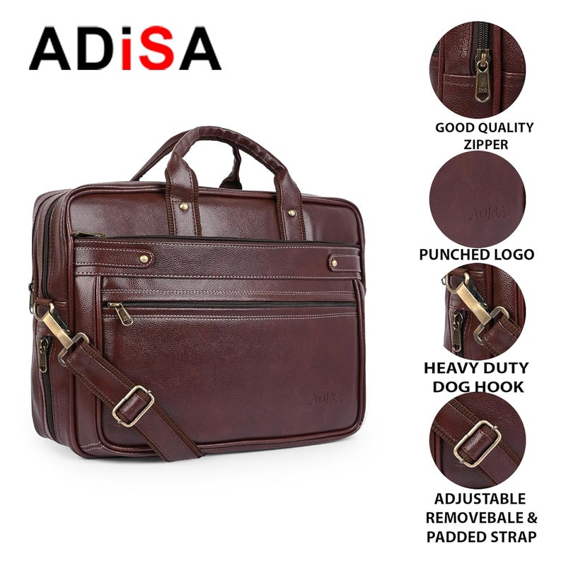 ADISA Laptop Messenger Office Bag Briefcase for Work for Men (LB6051-BRO) - Image 3